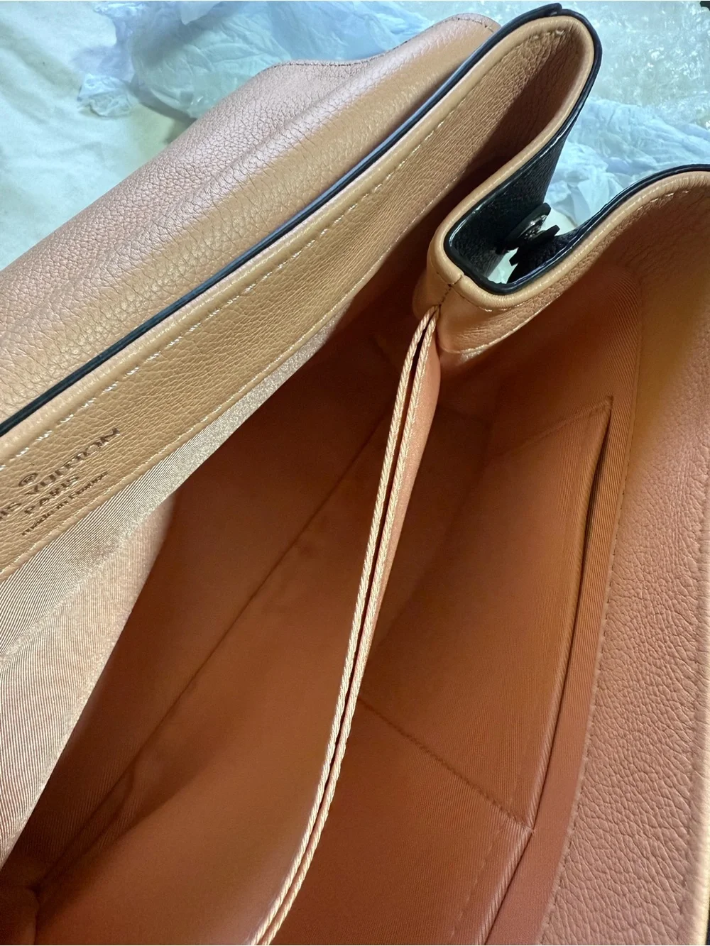 LOUIS VUITTON Lockme II BB Pebbled Leather Crossbody Bag Peach